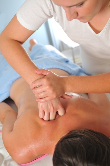 back massage at the spa and wellness center